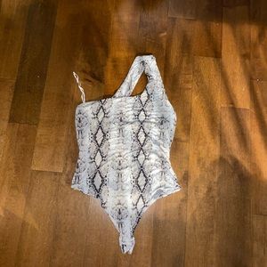 snake one shoulder bodysuit